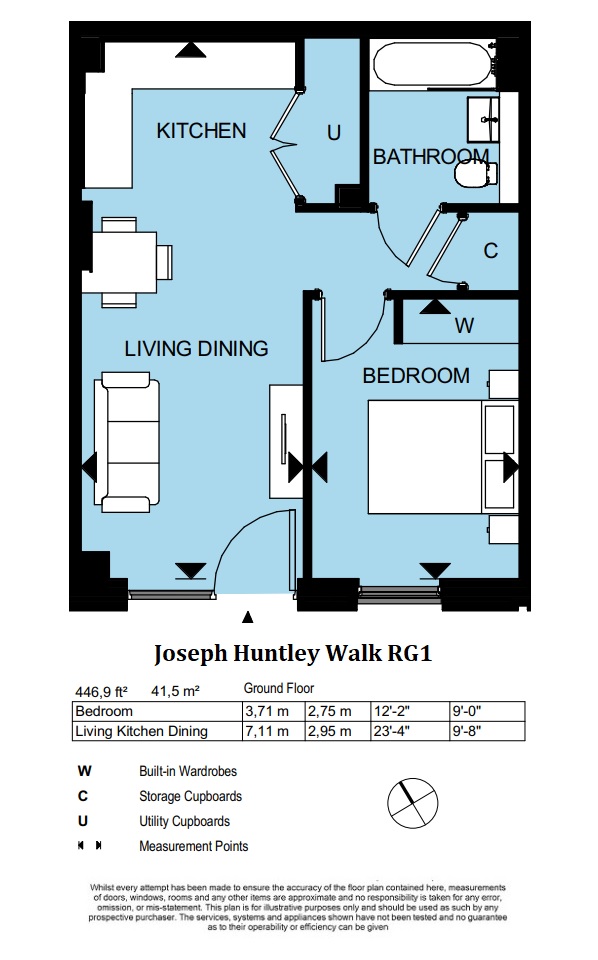 Floorplan for Joseph Huntley Walk, Reading, Berkshire, RG1 3GU