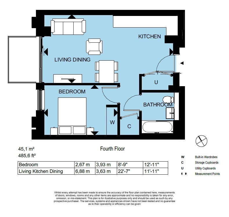 Floorplan for Bakers Yard West, 20 Carraway Street, Reading, RG1 3FZ