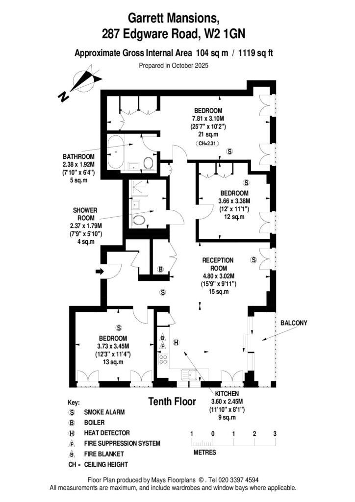 Floorplan for Garrett Mansions, 287 Edgware Road London, W2 1GN