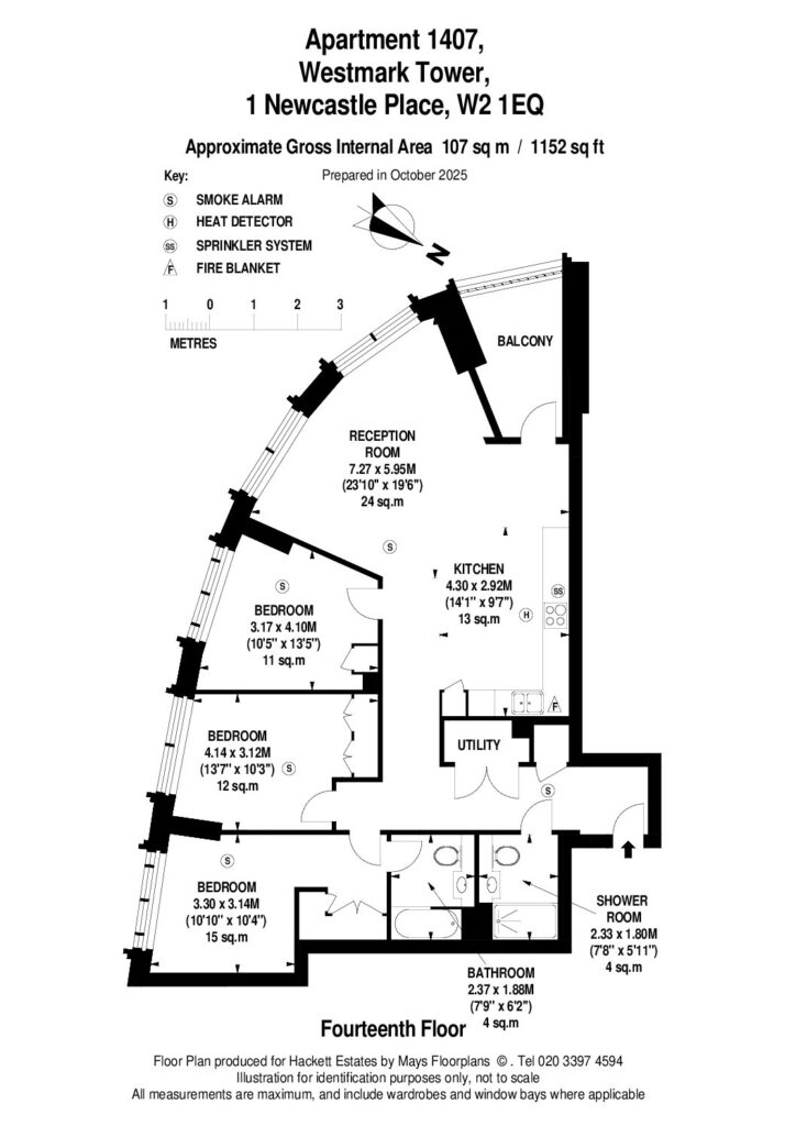 Floorplan for Westmark Tower, 1 Newcastle Place, London, W2 1EQ