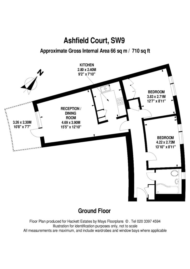 Floorplan for Ashfield Court, Clapham Road, Stockwell, London, SW9 9BB
