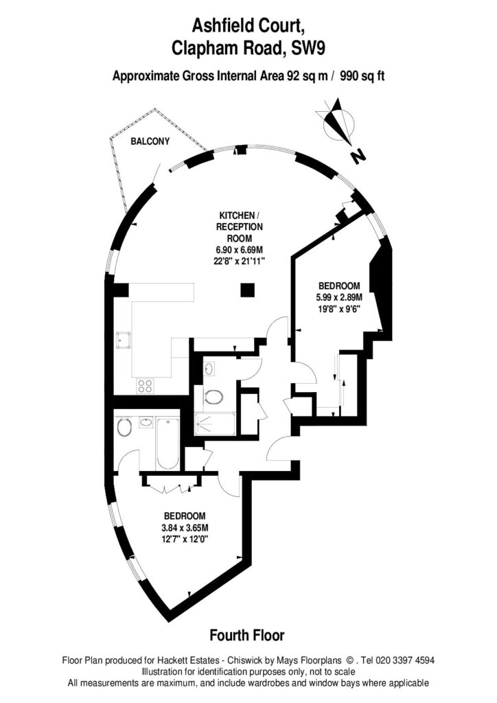 Floorplan for Ashfield Court, 287 Clapham Road, London, SW9 9BB