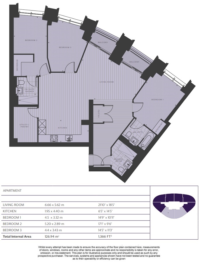 Floorplan for Westmark Tower, Newcastle Place, London, W2 1BW